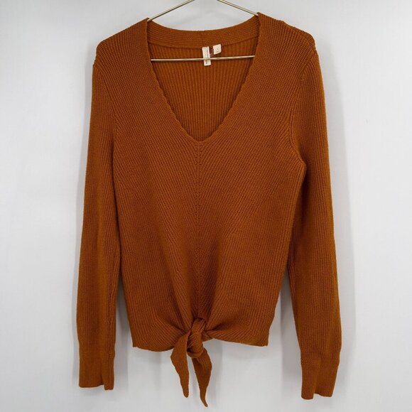 Anthropologie MOTH Rust Orange Tie-Front Sweater Size M - Picture 1 of 10